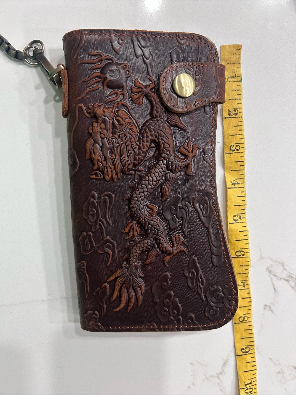 Brown Embossed Dragon Faux Leather Chain Wallet -Unbranded - Picture 5 of 6